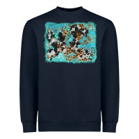 Navy turquoise cowhide leopard background Heavyweight Sweatshirt - AdoDesignShop