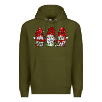 Army Green gnome with christmas lights Premium Hoodie - JahusDesignShop
