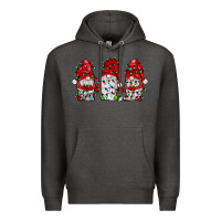 Charcoal Heather gnome with christmas lights Premium Hoodie - JahusDesignShop