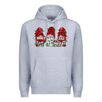 Heather Grey gnome with christmas lights Premium Hoodie - JahusDesignShop
