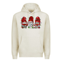 Oatmeal Heather gnome with christmas lights Premium Hoodie - JahusDesignShop