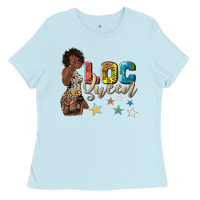 Baby Blue afro woman loc queen Ladies Tee - texasbilliewilder