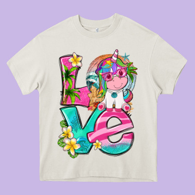 Love Summer Unicorn Heavy Core Tee Designed By Texasbilliewilder