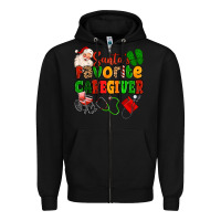 Black santas favorite caregiver Zipper Hoodie - MaliasSmallBusiness