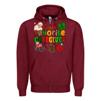 Burgundy santas favorite caregiver Zipper Hoodie - MaliasSmallBusiness
