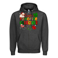 Charcoal Heather santas favorite caregiver Zipper Hoodie - MaliasSmallBusiness