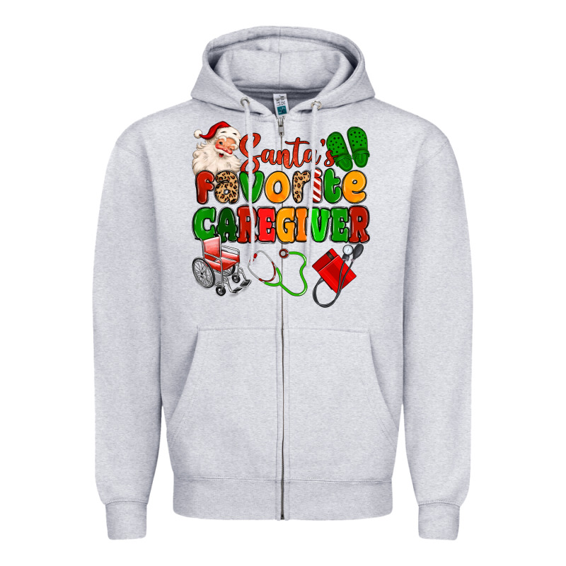 Santas Favorite Caregiver Zipper Hoodie by MaliasSmallBusiness | Teevron