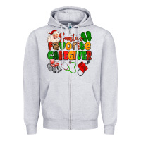 Heather Grey santas favorite caregiver Zipper Hoodie - MaliasSmallBusiness