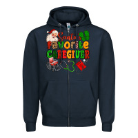 Navy santas favorite caregiver Zipper Hoodie - MaliasSmallBusiness