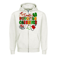 Oatmeal Heather santas favorite caregiver Zipper Hoodie - MaliasSmallBusiness