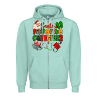 Seafoam santas favorite caregiver Zipper Hoodie - MaliasSmallBusiness