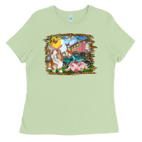 Matcha Easter Farm Bunny And Pig Ladies Tee - RanaPortraitStore