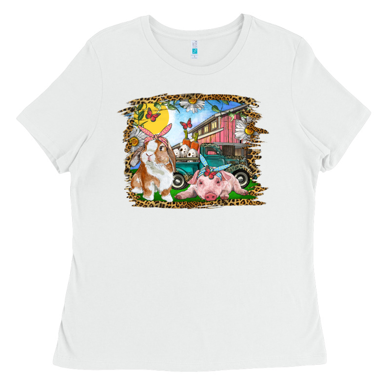 Easter Farm Bunny And Pig Ladies Tee by RanaPortraitStore | Teevron