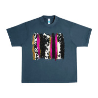 Midnight Navy cow , yellow and pink glitter brushstrokes Urban Heavy Tee - AdoDesignShop