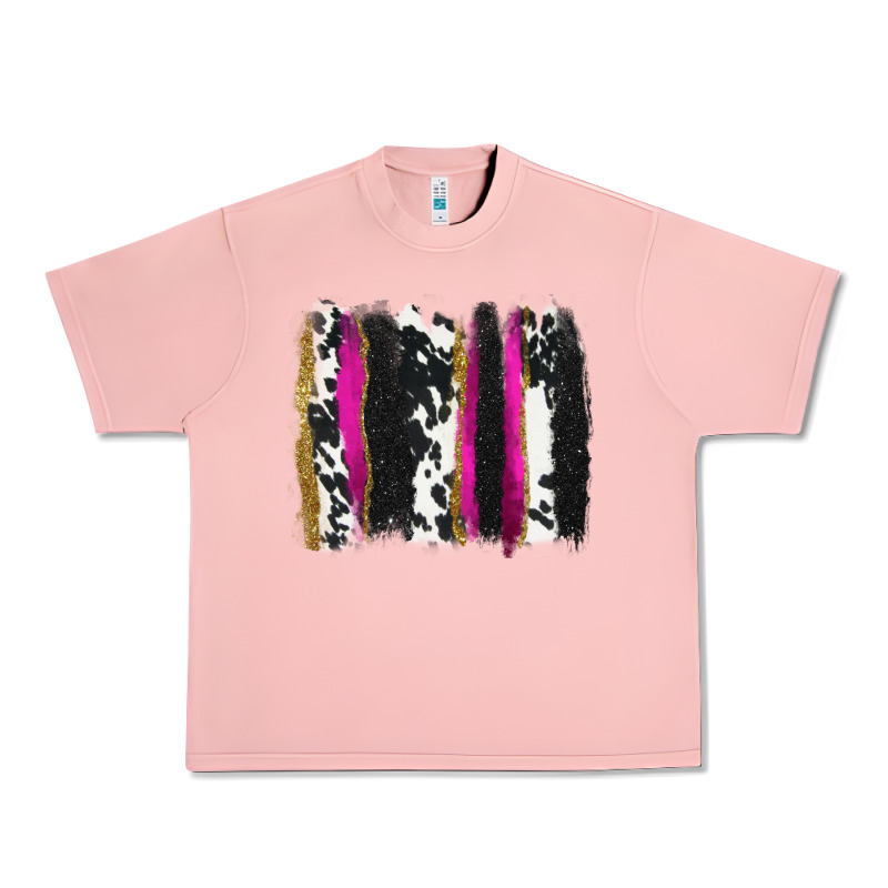 Cow , Yellow And Pink Glitter Brushstrokes Urban Heavy Tee by AdoDesignShop | Teevron