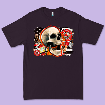 Firefighter Skull Premium Tee Designed By Adodesignshop