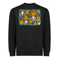 Black cow skull sunflower background Heavyweight Sweatshirt - AdoDesignShop