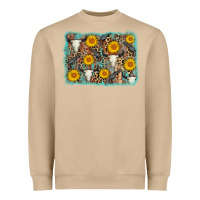 Mushroom cow skull sunflower background Heavyweight Sweatshirt - AdoDesignShop