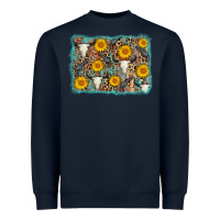 Navy cow skull sunflower background Heavyweight Sweatshirt - AdoDesignShop