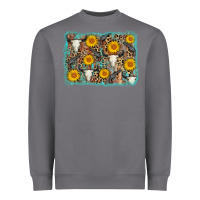 Cow Skull Sunflower Background Heavyweight Sweatshirt | Teevron