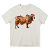 Cream brahman bull with christmas lights Heavy Core Tee - RanaPortraitStore