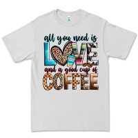 Dove Grey all you need is love and a good cup of coffee Premium Tee - Zillion Design Studio