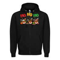 Black ho ho ho reindeer Zipper Hoodie - MaliasSmallBusiness