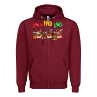 Burgundy ho ho ho reindeer Zipper Hoodie - MaliasSmallBusiness