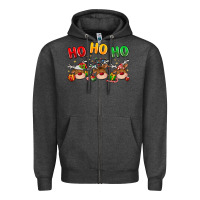 Charcoal Heather ho ho ho reindeer Zipper Hoodie - MaliasSmallBusiness