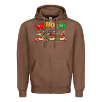 Chestnut ho ho ho reindeer Zipper Hoodie - MaliasSmallBusiness