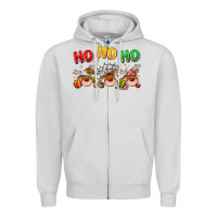 Dove Grey ho ho ho reindeer Zipper Hoodie - MaliasSmallBusiness