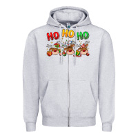 Heather Grey ho ho ho reindeer Zipper Hoodie - MaliasSmallBusiness