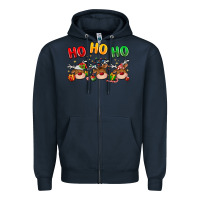 Navy ho ho ho reindeer Zipper Hoodie - MaliasSmallBusiness