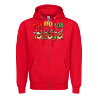 Red ho ho ho reindeer Zipper Hoodie - MaliasSmallBusiness