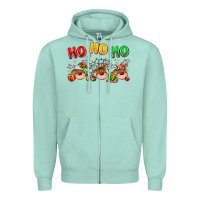 Seafoam ho ho ho reindeer Zipper Hoodie - MaliasSmallBusiness