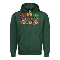 Sports Green ho ho ho reindeer Zipper Hoodie - MaliasSmallBusiness