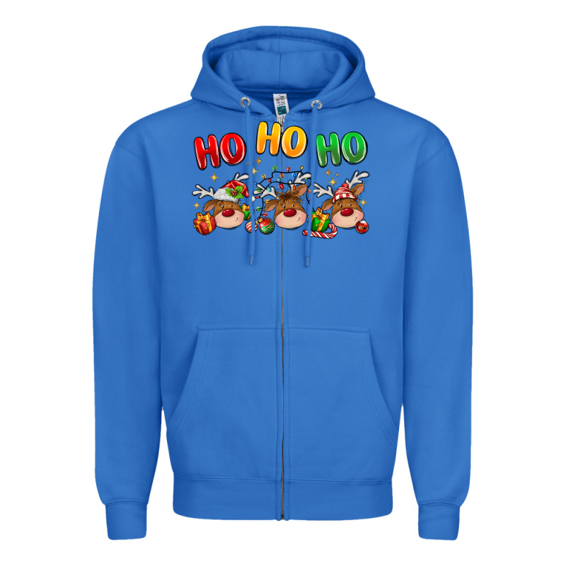 Ho Ho Ho Reindeer Zipper Hoodie by MaliasSmallBusiness | Teevron