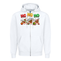 White ho ho ho reindeer Zipper Hoodie - MaliasSmallBusiness