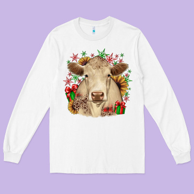 Christmas Charolais Long Sleeve Tee Designed By Jahusdesignshop