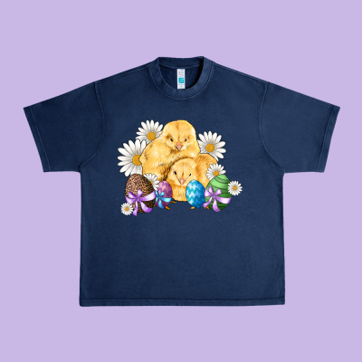Chicks Eggs Daisy Easter Urban Heavy Tee Designed By Artiststas