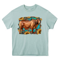 Arona brahman bull with aztec sunflower and leopard background Heavy Core Tee - RanaPortraitStore