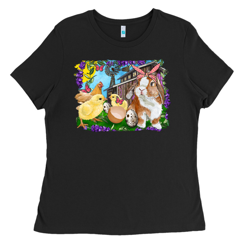 Easter Farm Chicks And Bunny Ladies Tee by RanaPortraitStore | Teevron