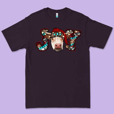 Christmas Joy Cow Premium Tee Designed By Ranaportraitstore