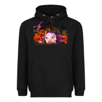 Black Halloween Baby Pig Heavyweight Hoodie - RanaPortraitStore