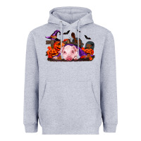 Heather Grey Halloween Baby Pig Heavyweight Hoodie - RanaPortraitStore