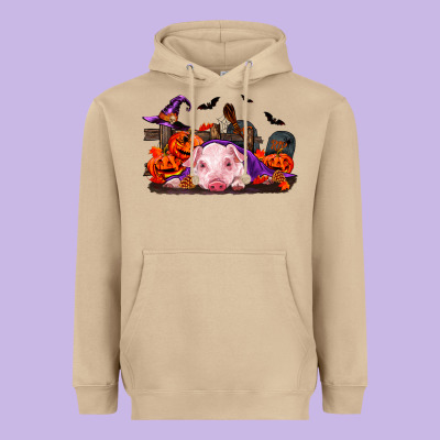 Halloween Baby Pig Heavyweight Hoodie Designed By Ranaportraitstore
