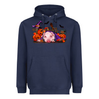 Navy Halloween Baby Pig Heavyweight Hoodie - RanaPortraitStore