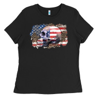 Black american skull Ladies Tee - Zillion Design Studio