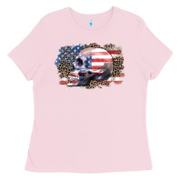 Bubblegum Pink american skull Ladies Tee - Zillion Design Studio