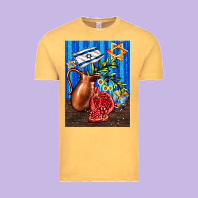 Hanukkah Table With Oil Pitcher Vintage Tee Designed By Adodesignshop